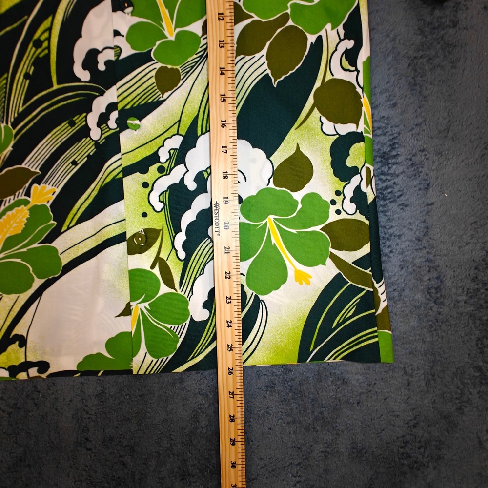 Vintage 1960s Hawaii Nei Honolulu Green Floral Aloha Shirt Big Collar Mens S/M - Picture 7 of 13
